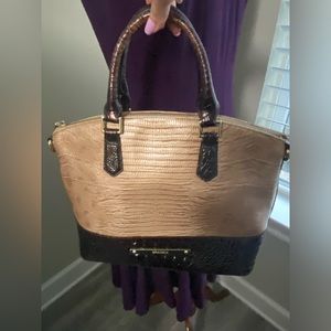 Brahmin Duxbury Satchel Medium Caramel Mocha & Brown Croc Embossed Leather